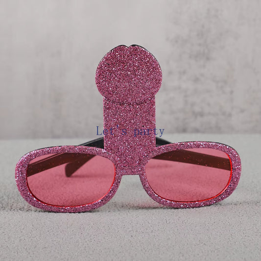 1Pcs Funny Glitter Bride Penis Shaped Sunglasses Wedding Bachelorette Party Photo Props Birthday Night Out Hen Party Decorations